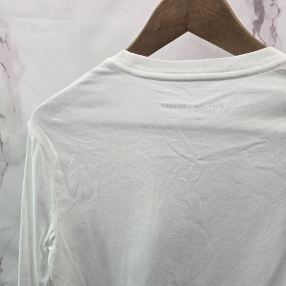 Everlane Shirt Mens Small White Long Sleeve Crew Cotton T Tee Uniform - Picture 6 of 10